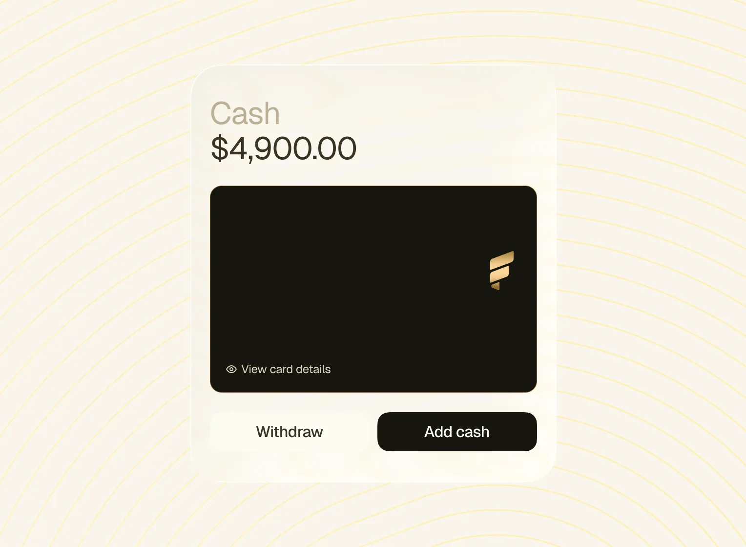 Fold debit card with withdraw and add cash controls in the app